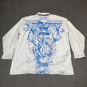 Phat Farm Shirt‎ Mens 2XL Long Sleeve Geometric All Over Logo Print Y2K Hip Hop